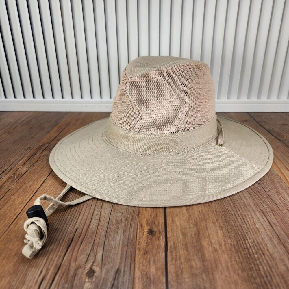 Dorfman Pacific Co. Solarweave Hat Beige Mesh Medium Safari Mens Sun Wide Brim